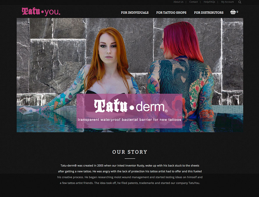 web site design and content for skin care tattoo products